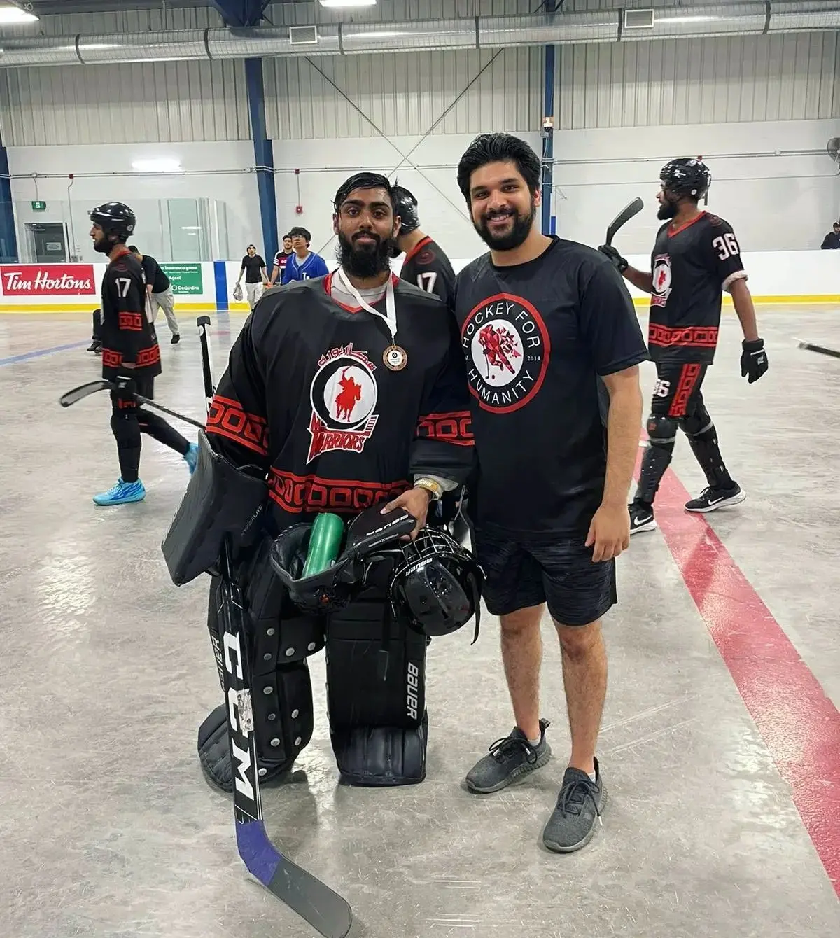 Hockey for Humanity Warriors goalie