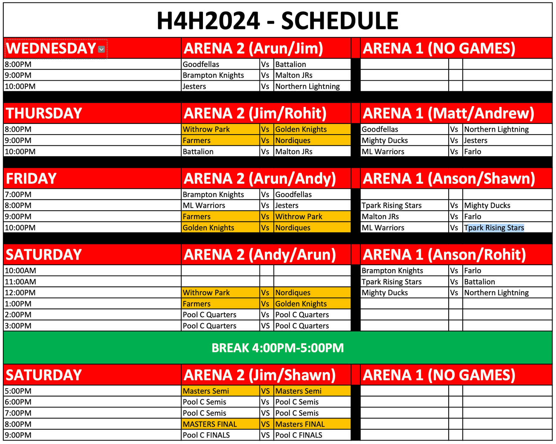 2024 Khalsa Cup Schedule Ball Hockey
